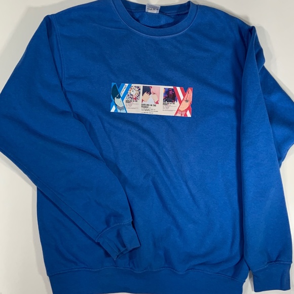 Darling in the Franxx 002 Zero Two 016 Hiro Sweatshirt in Royal Blue Size Medium - Picture 1 of 3